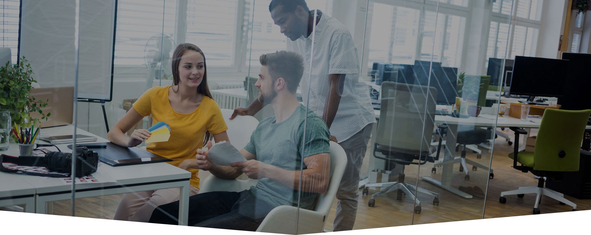 Team collaborating in a modern office